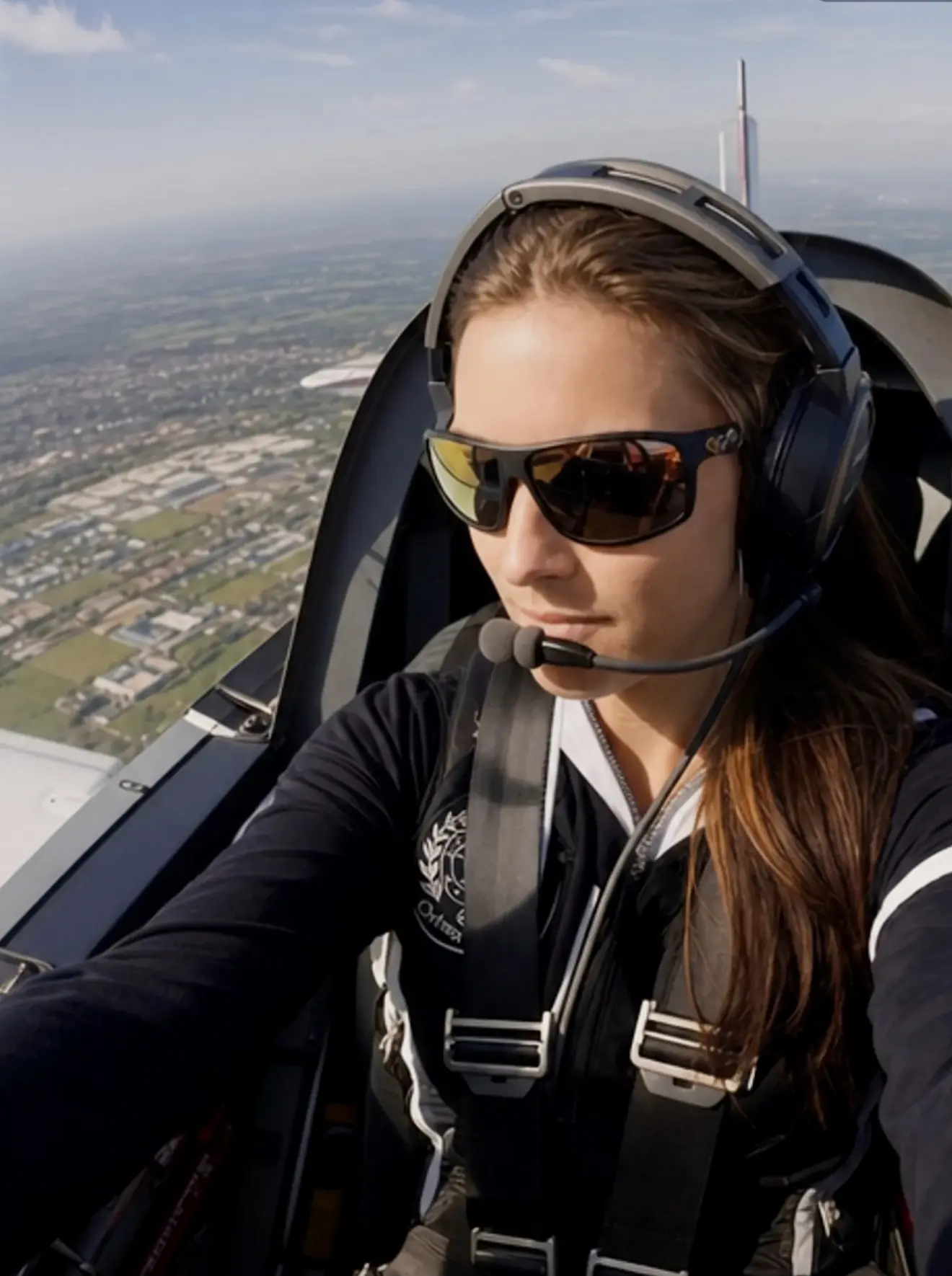 Antoinette Champclos flying an aircraft